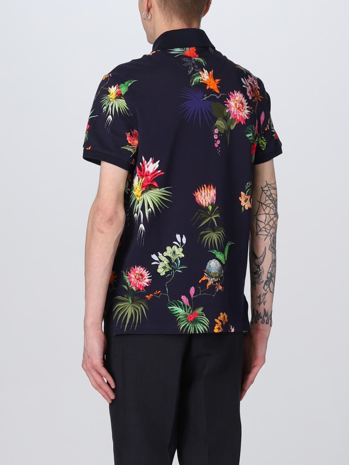ETRO POLO: Polo Etro de punto con estampado floral, Azul Oscuro - Img 3