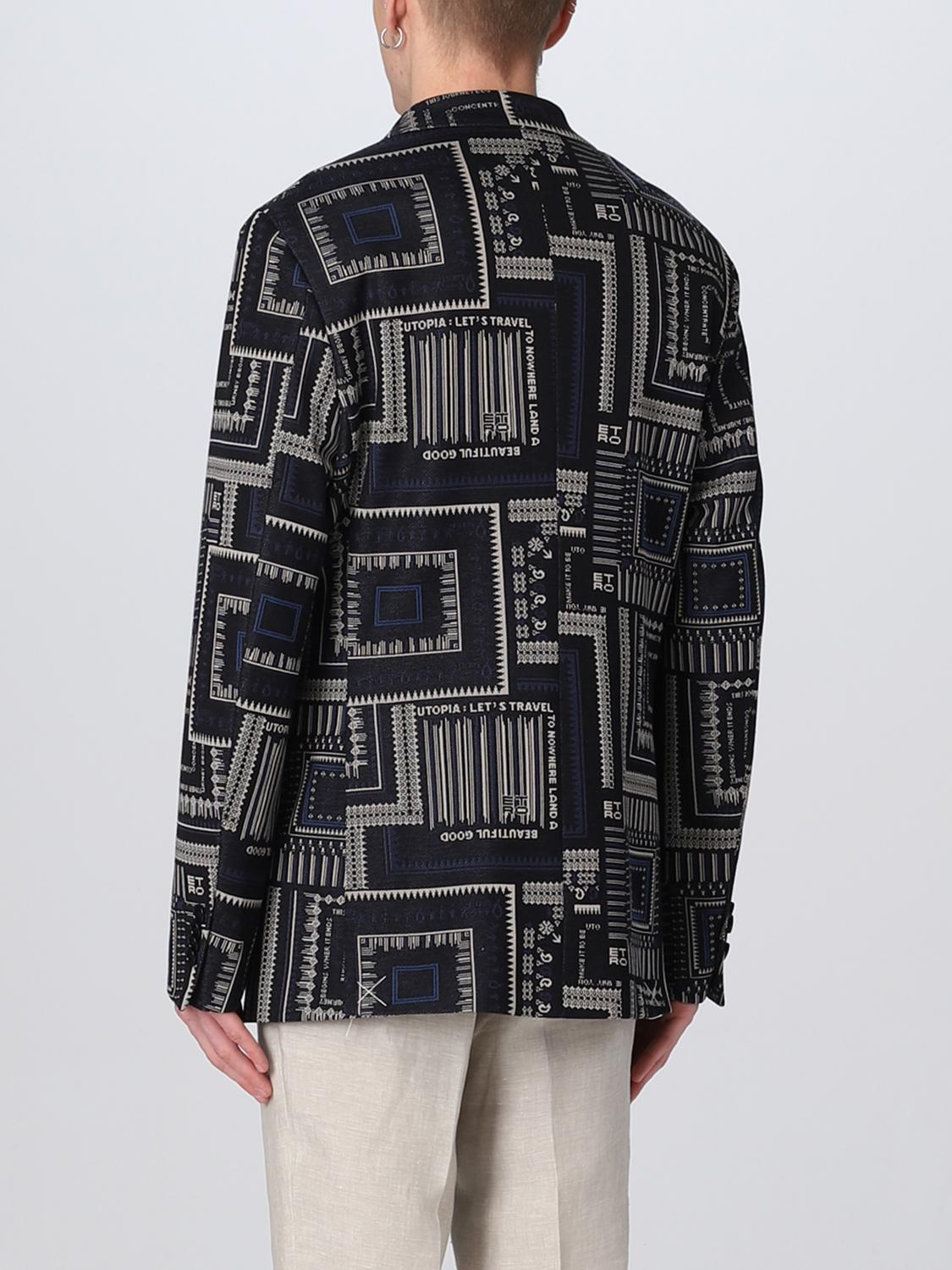 ETRO JACKET: Etro jacket in jersey with all over jacquard print, Blue - Img 3