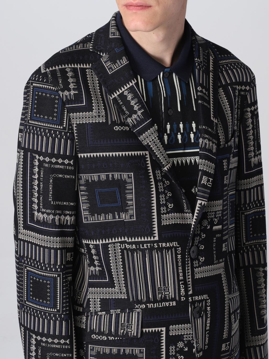 ETRO JACKET: Etro jacket in jersey with all over jacquard print, Blue - Img 5