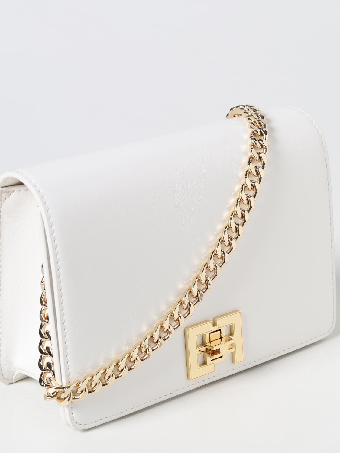 ELISABETTA FRANCHI BORSA MINI: Borsa Elisabetta Franchi in similpelle bottalata, Avorio - Img 3