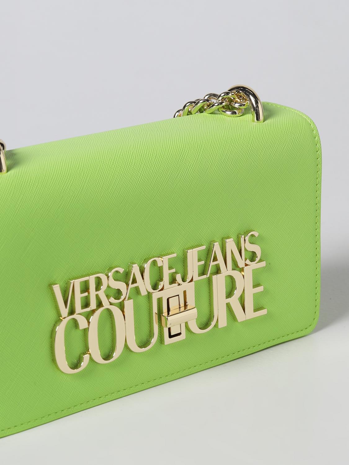 VERSACE JEANS COUTURE SHOULDER BAG: Versace Jeans Couture bag in saffiano synthetic leather, Acid Green - Img 3