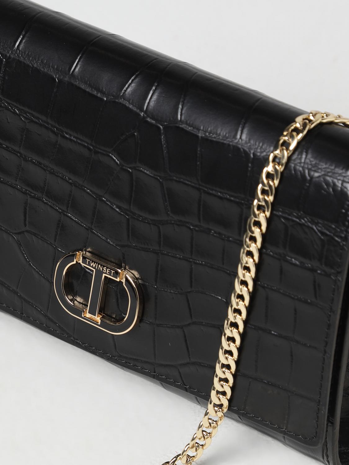 TWINSET BORSA MINI: Borsa Twinset in pelle stampa cocco, Nero - Img 3