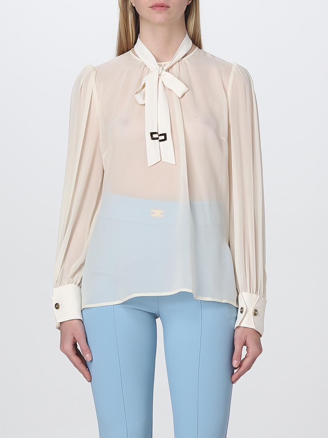 ELISABETTA FRANCHI CAMICIA: Camicia Elisabetta Franchi in georgette, Burro - Img 1