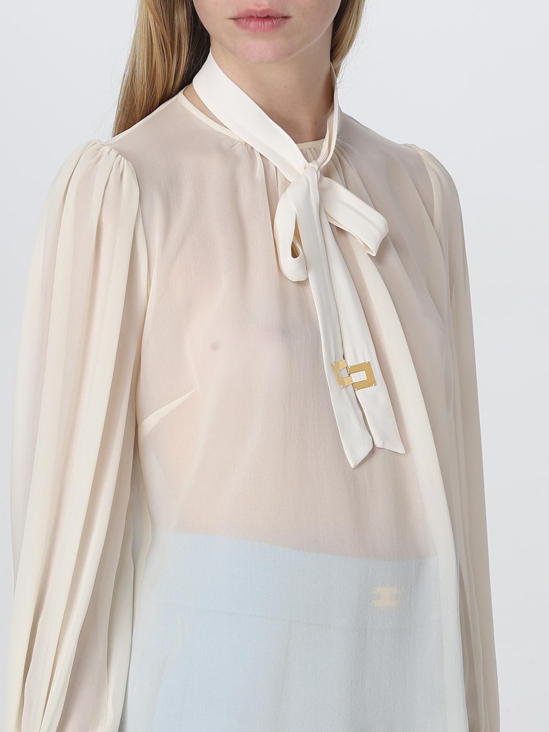 ELISABETTA FRANCHI CAMICIA: Camicia Elisabetta Franchi in georgette, Burro - Img 3