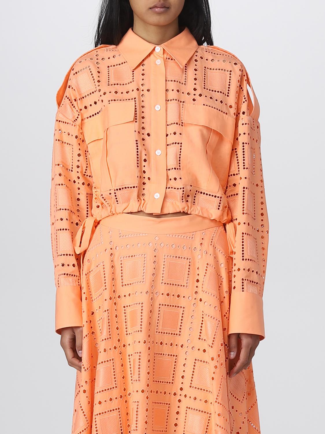 MSGM CAMICIA: Camicia MSGM in pizzo Sangallo, Arancione - Img 1