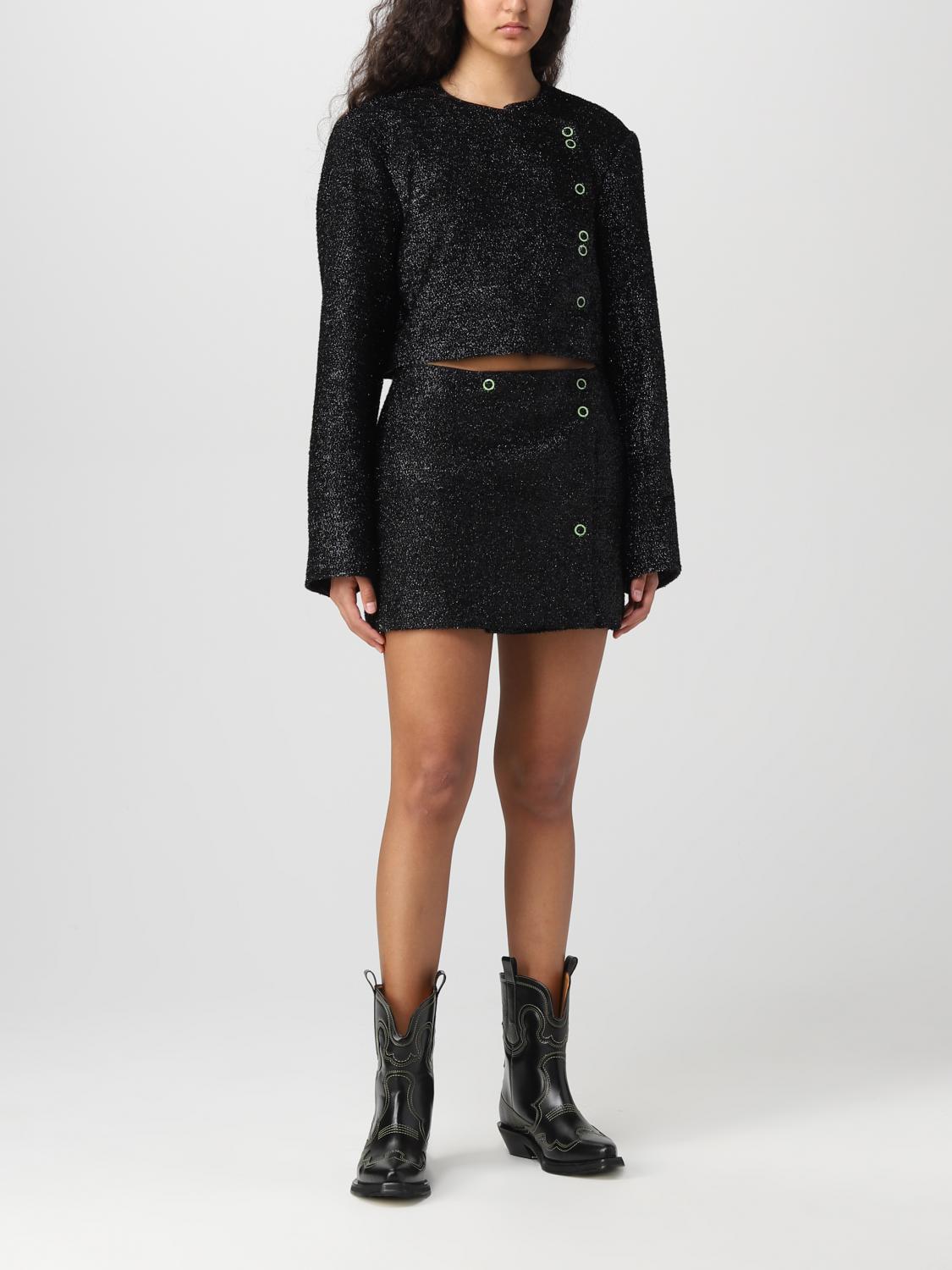 GANNI SKIRT: Ganni skirt in fabric with glitter, Black - Img 2