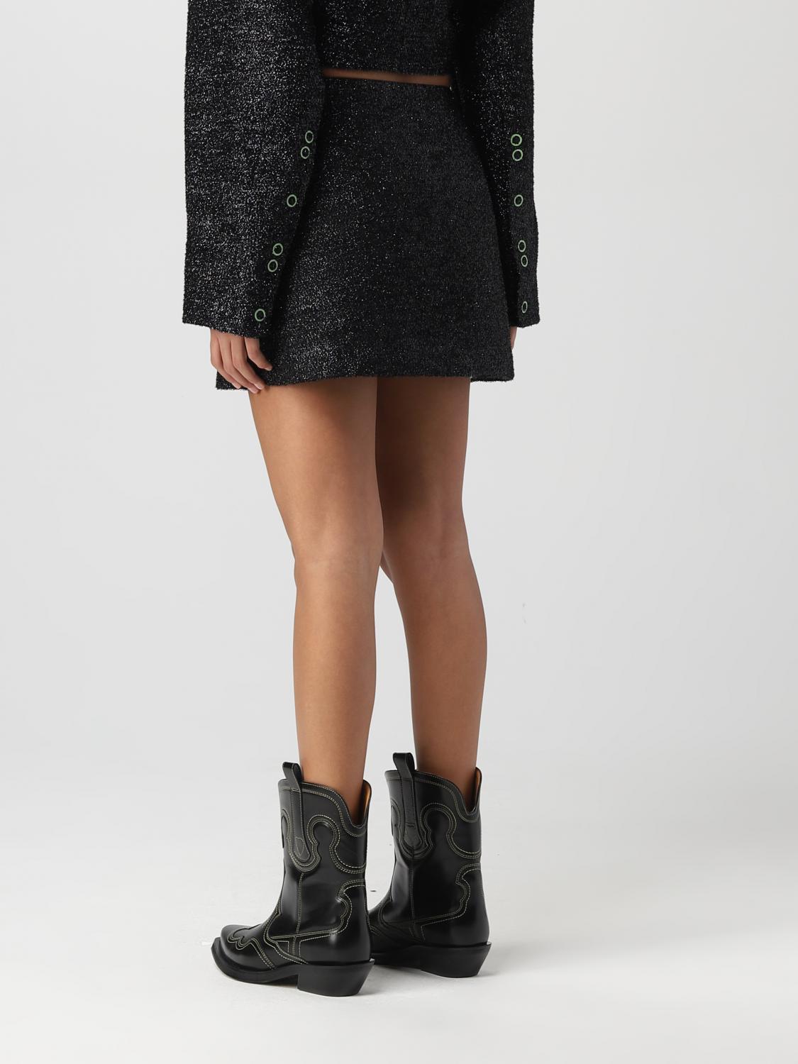 GANNI SKIRT: Ganni skirt in fabric with glitter, Black - Img 3