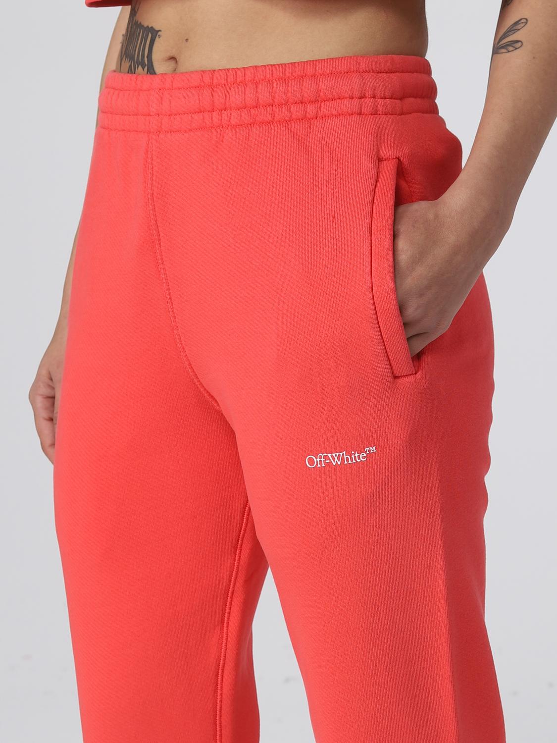 OFF-WHITE: pants in cotton jersey - Red | Off-White pants