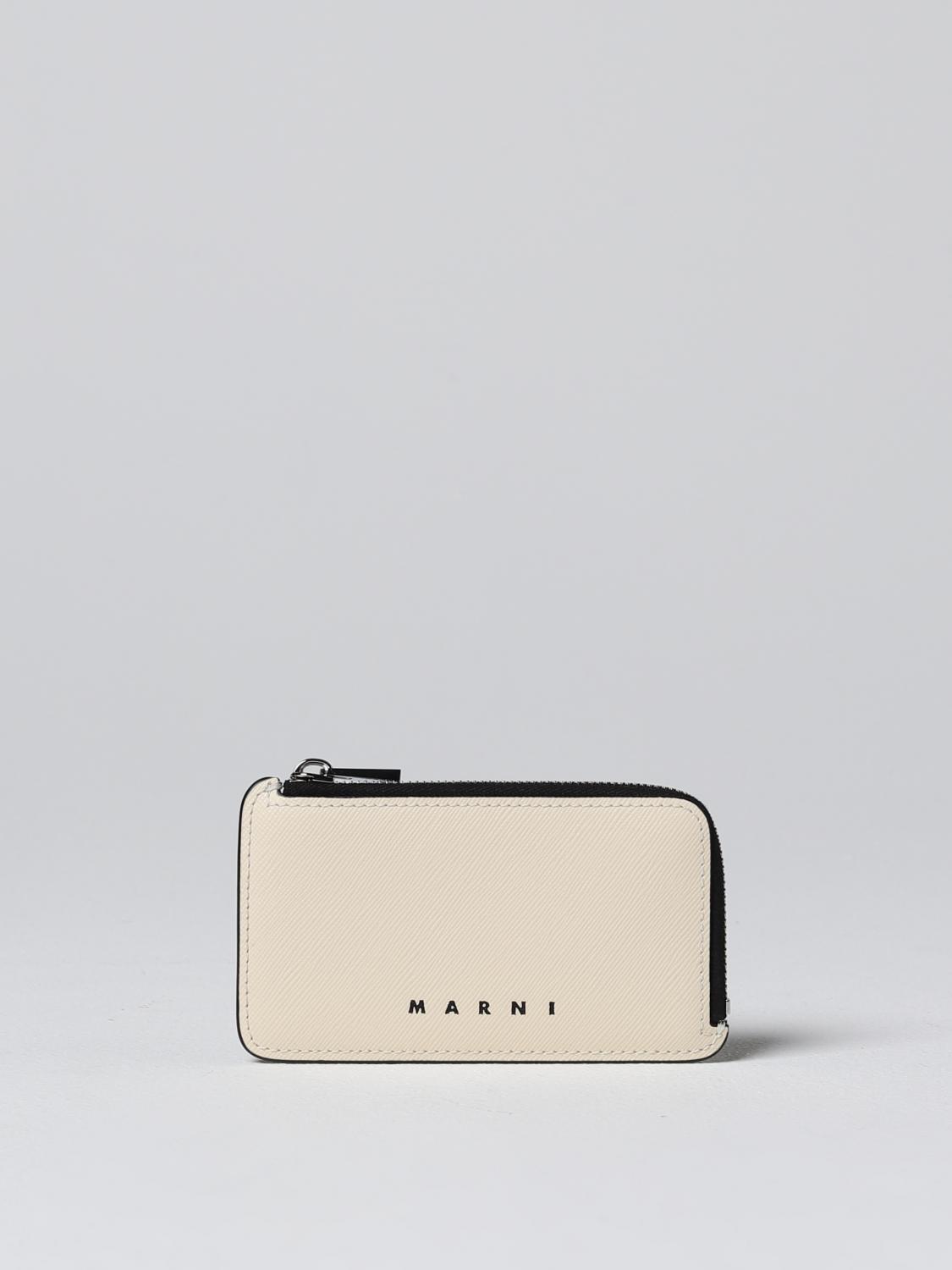 MARNI WALLET: Marni card holder in leather, White - Img 1