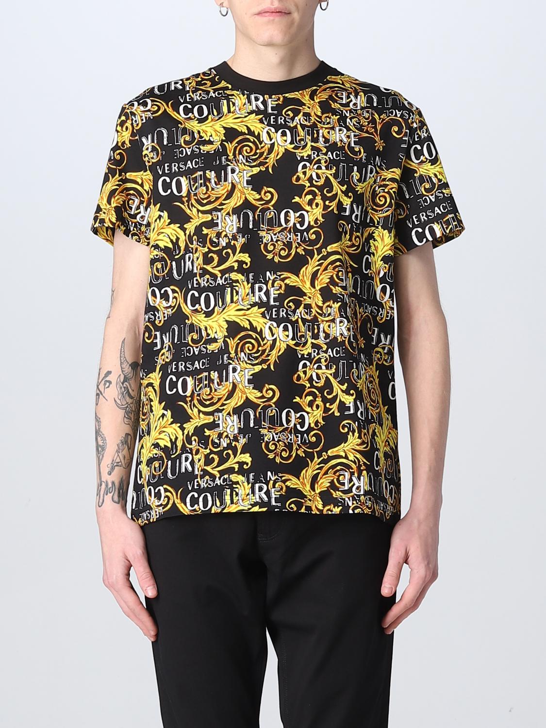 VERSACE JEANS COUTURE: T-shirt with baroque pattern - Black
