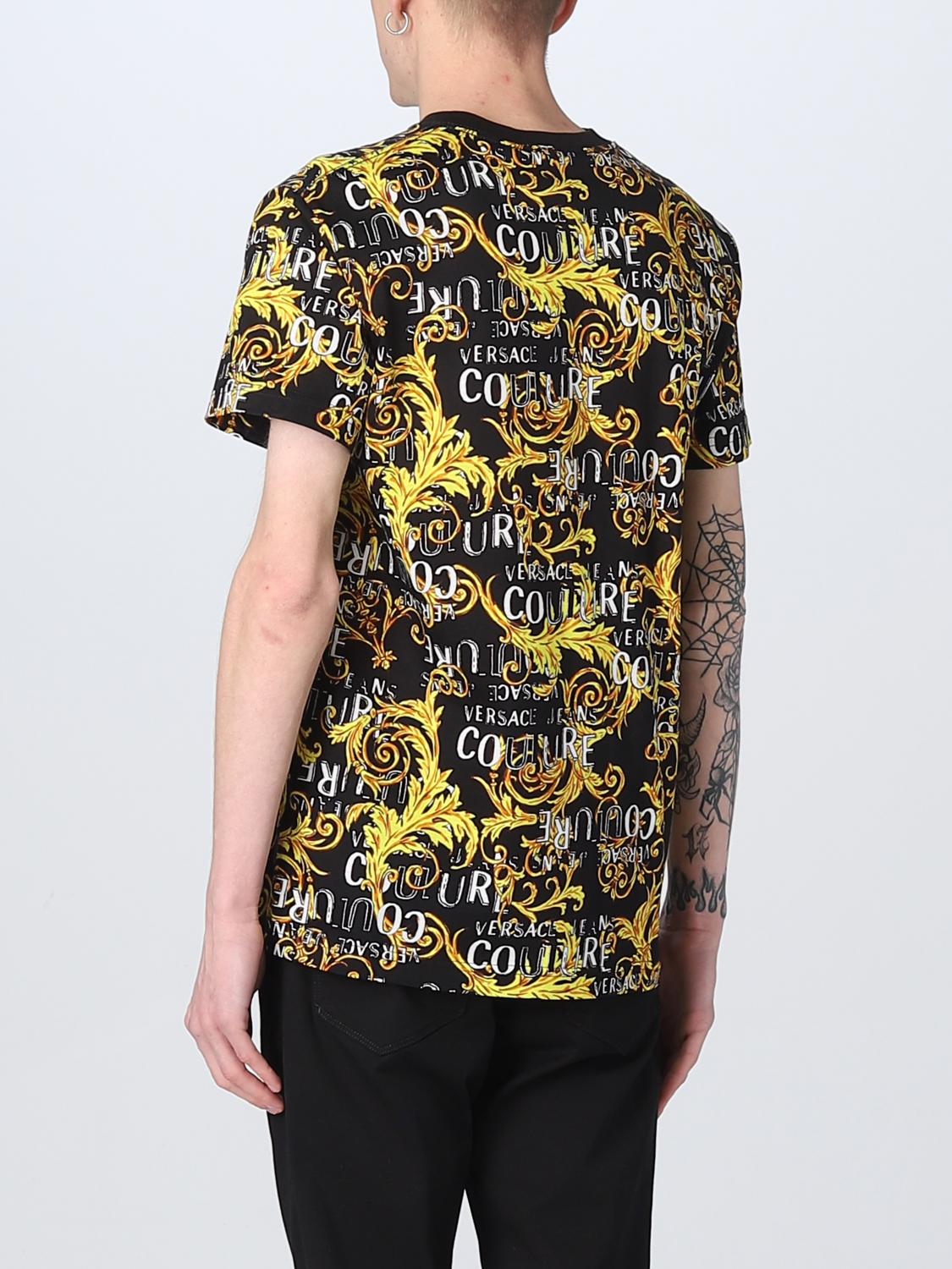VERSACE JEANS COUTURE: T-shirt with baroque pattern - Black
