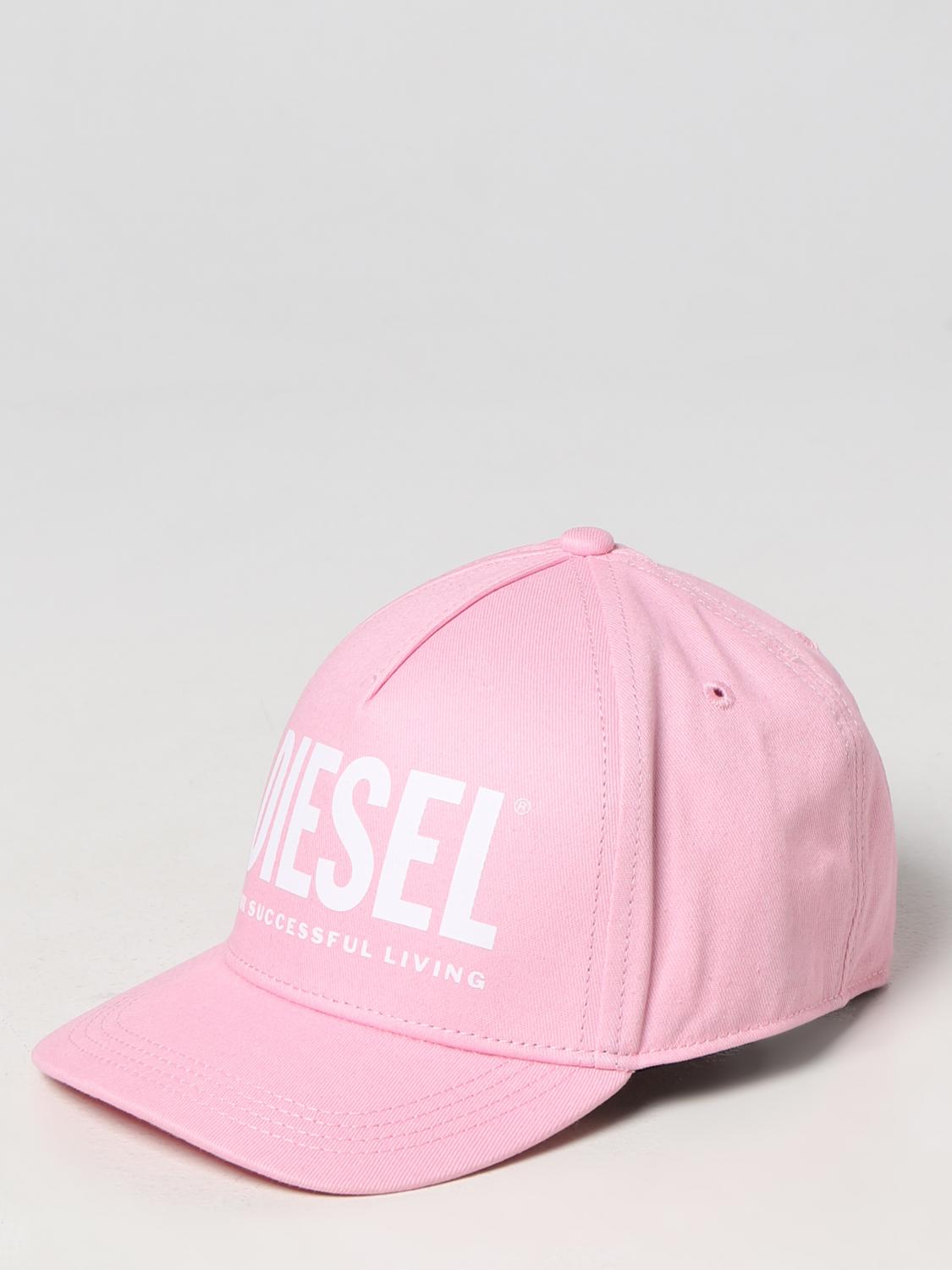 DIESEL CAPPELLO: Cappello Diesel in cotone con logo, Rosa - Img 1
