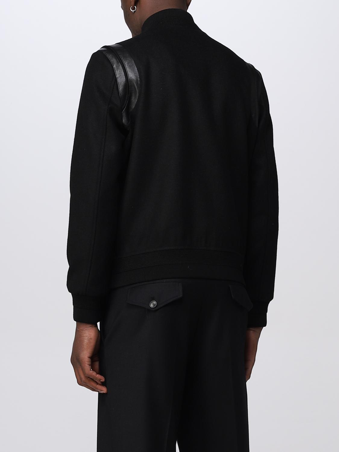 SAINT LAURENT JACKET: Saint Laurent Teddy wool and leather jacket, Black - Img 3