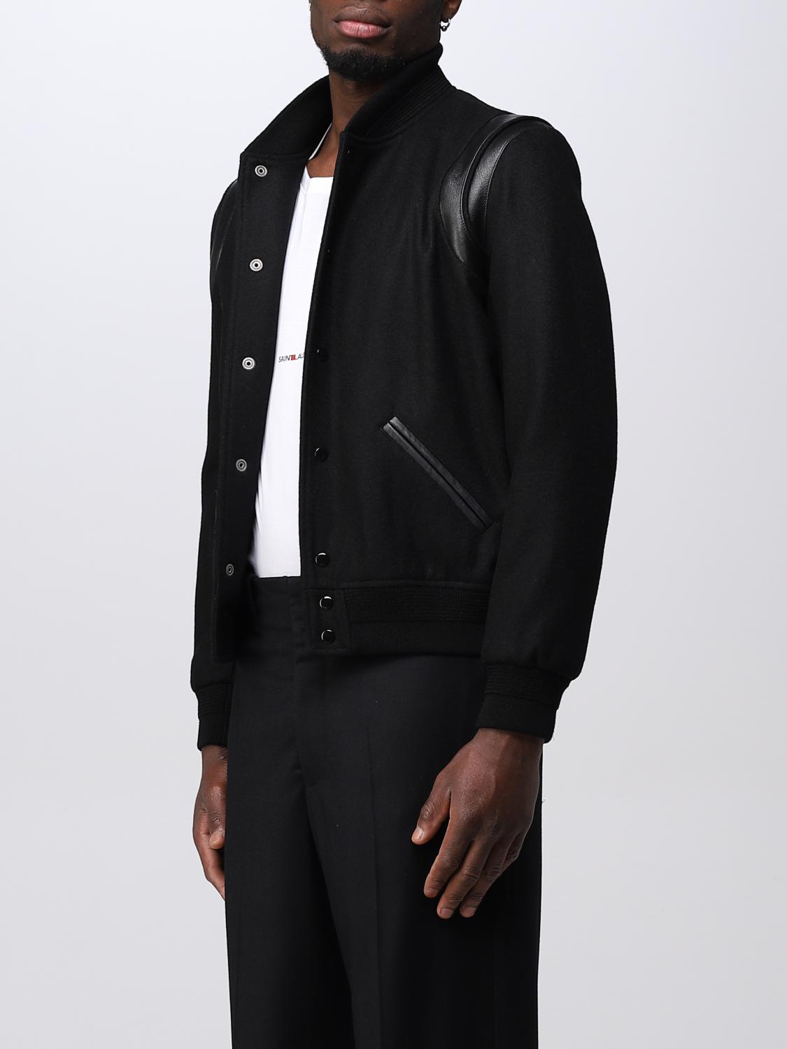 SAINT LAURENT JACKET: Saint Laurent Teddy wool and leather jacket, Black - Img 4