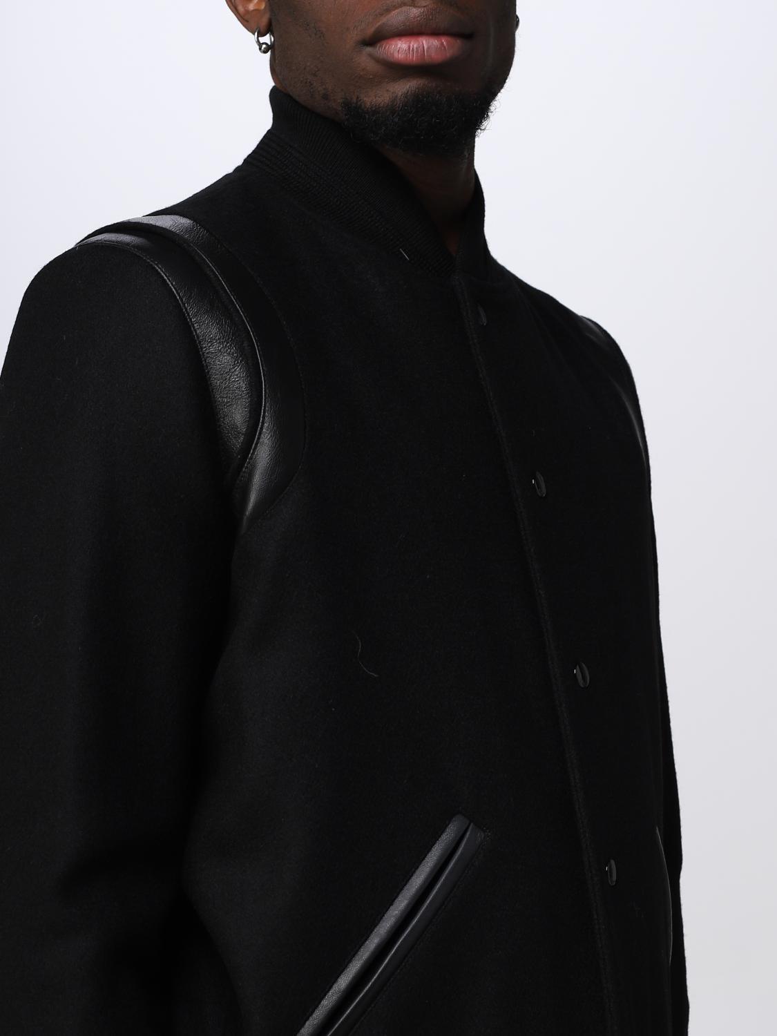 SAINT LAURENT JACKET: Saint Laurent Teddy wool and leather jacket, Black - Img 5