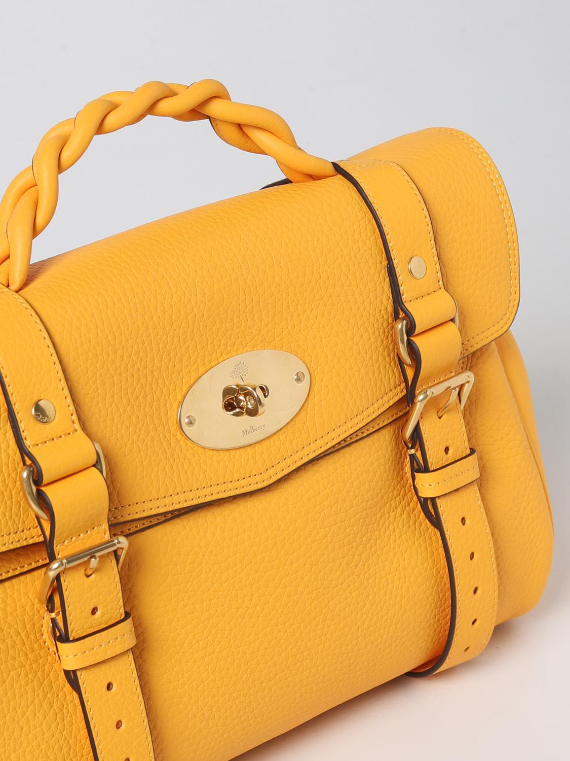 MULBERRY BORSA A MANO: Borsa Alexa Mulberry in pelle martellata, Giallo - Img 3