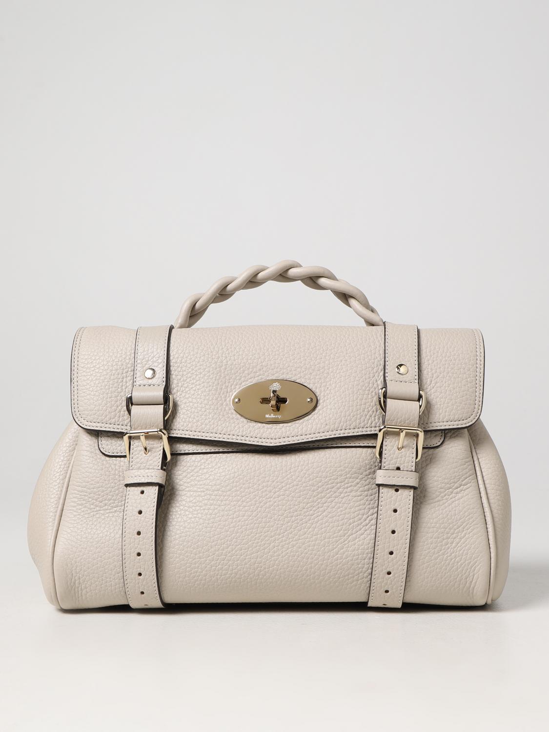 MULBERRY BORSA A MANO: Borsa Alexa Mulberry in pelle martellata, Crema - Img 1