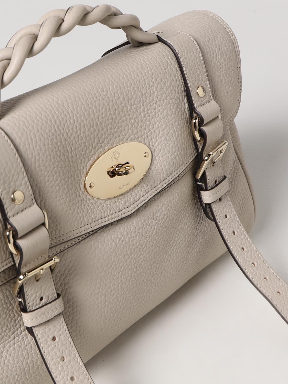 MULBERRY BORSA A MANO: Borsa Alexa Mulberry in pelle martellata, Crema - Img 3