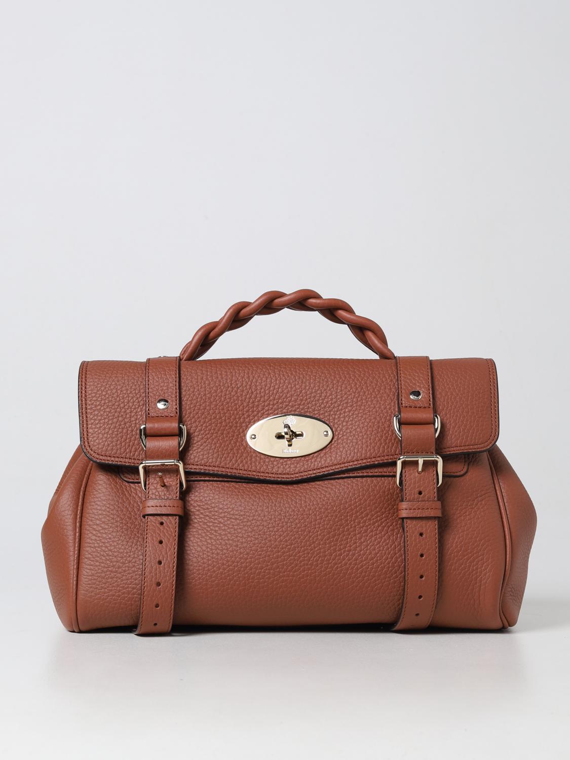 MULBERRY BORSA A MANO: Borsa Alexa Mulberry in pelle martellata, Nocciola - Img 1