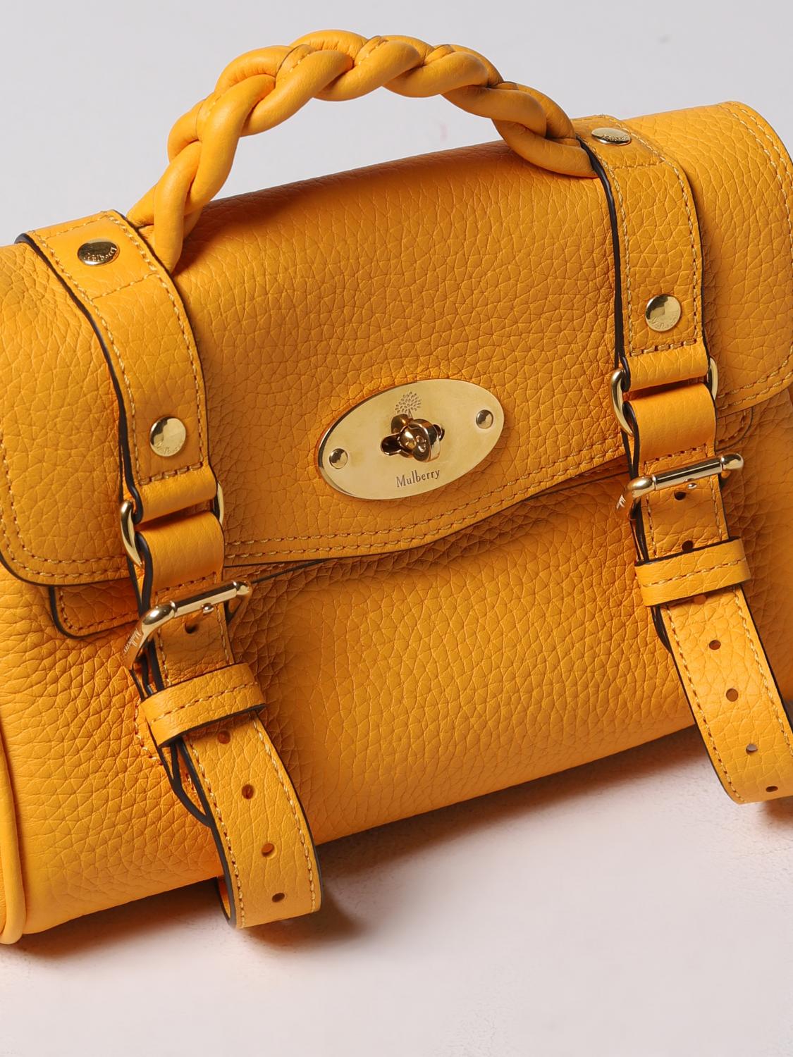 MULBERRY BORSA MINI: Borsa Alexa Mulberry in pelle martellata, Giallo - Img 3