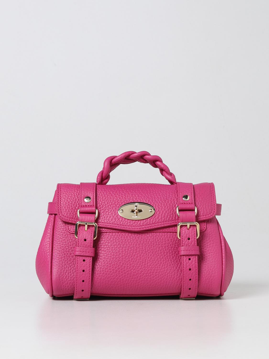 MULBERRY BORSA MINI: Borsa Alexa Mulberry in pelle martellata, Rosa - Img 1