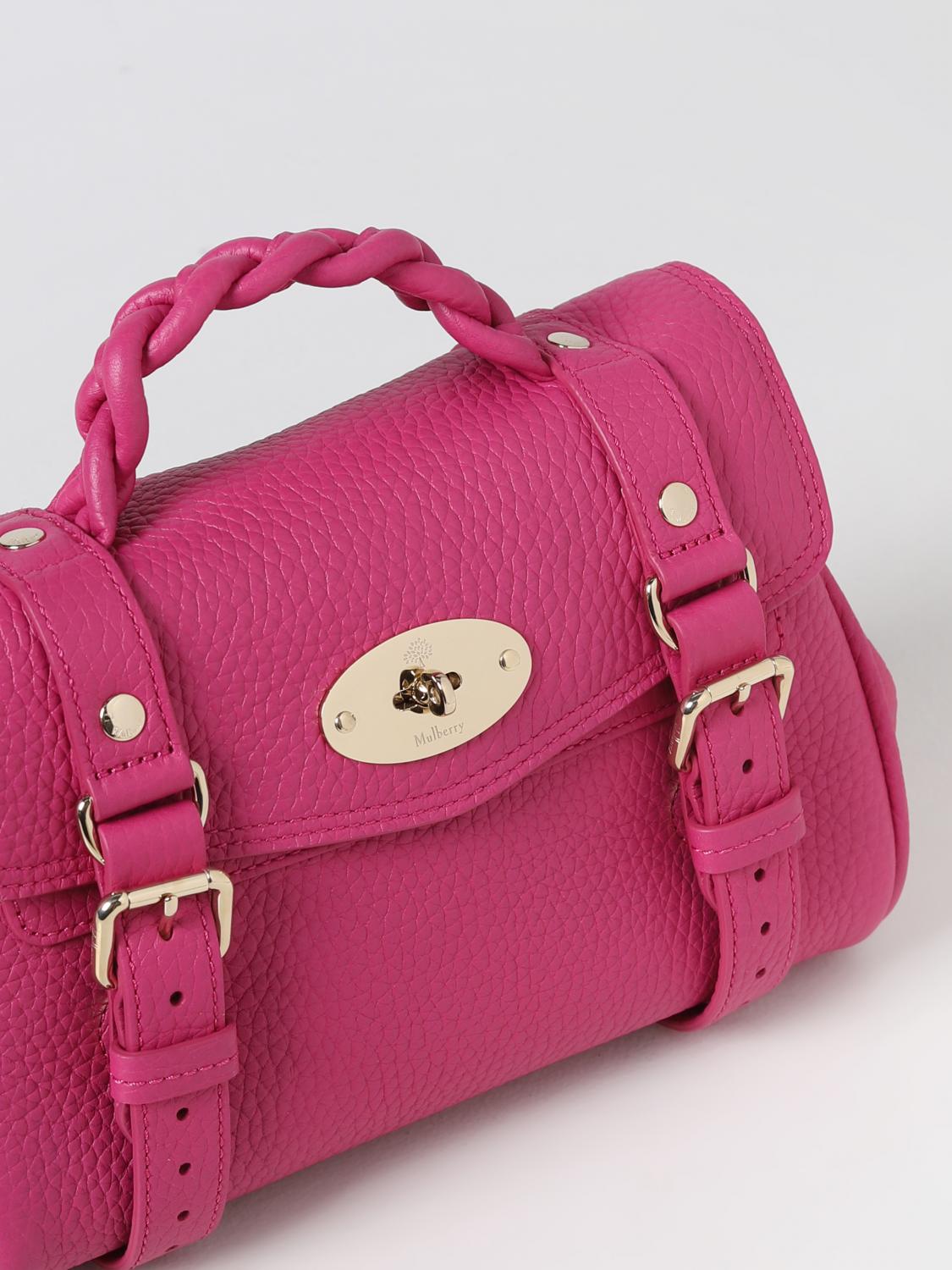 MULBERRY BORSA MINI: Borsa Alexa Mulberry in pelle martellata, Rosa - Img 3