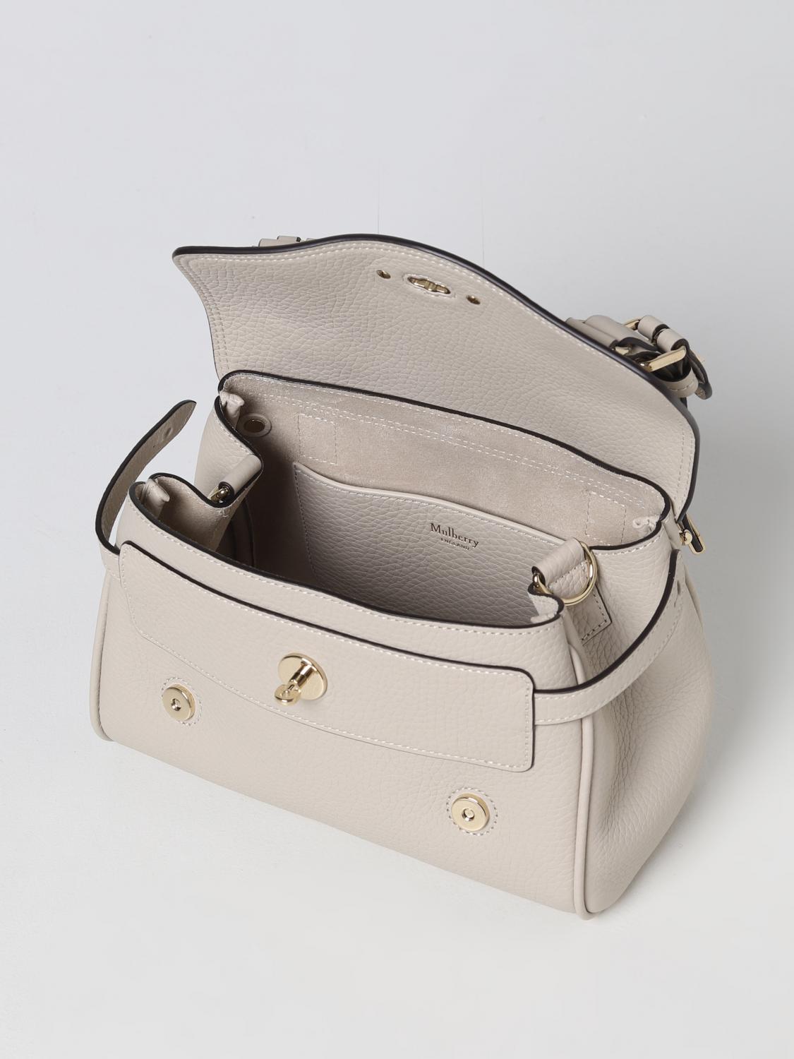 MULBERRY BORSA MINI: Borsa Alexa Mulberry in pelle martellata, Crema - Img 3