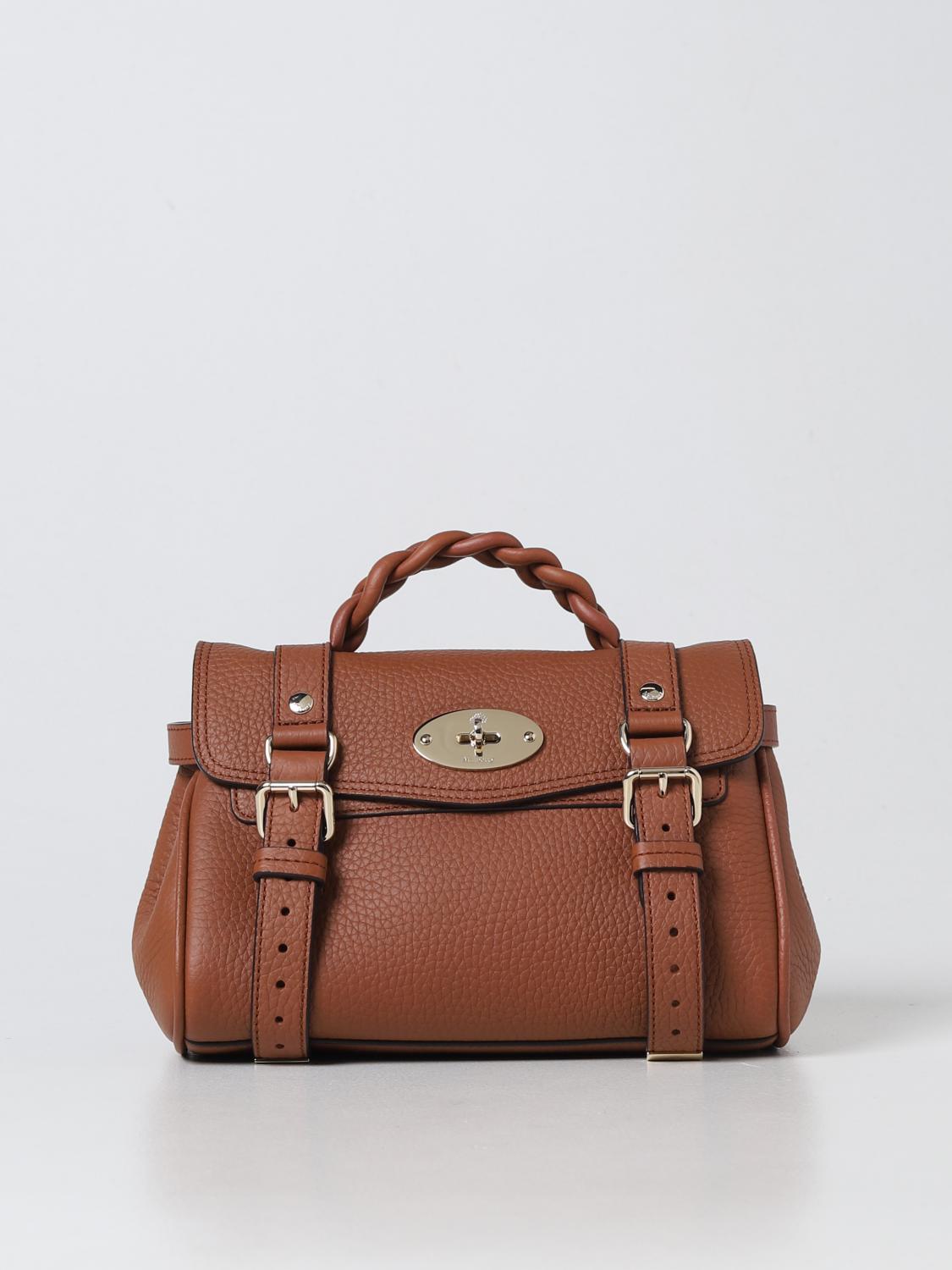 MULBERRY BORSA MINI: Borsa Alexa Mulberry in pelle martellata, Nocciola - Img 1