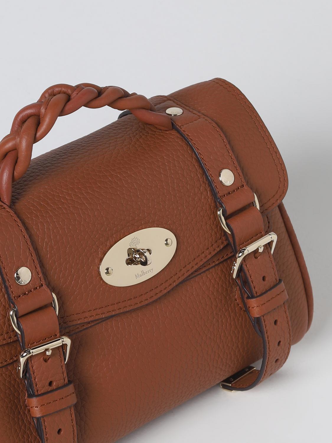 MULBERRY BORSA MINI: Borsa Alexa Mulberry in pelle martellata, Nocciola - Img 3