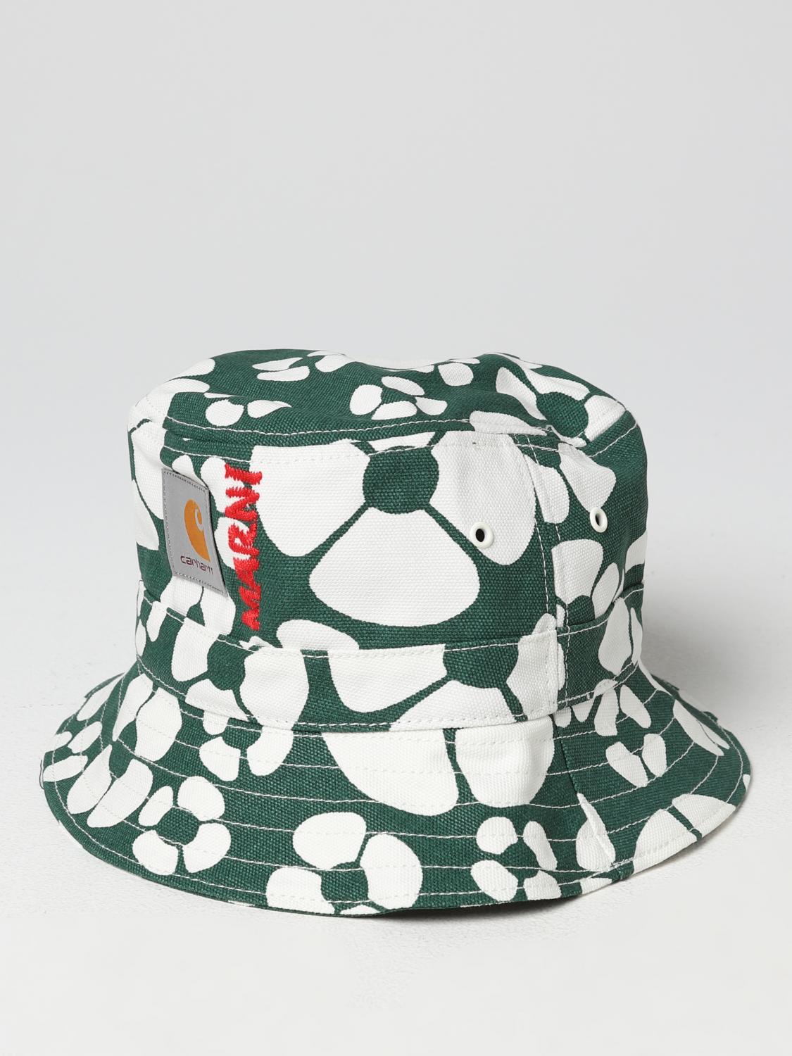 MARNI CAPPELLO: Cappello Carhartt Wip x Marni in cotone organico con stampa floreale, Verde - Img 1