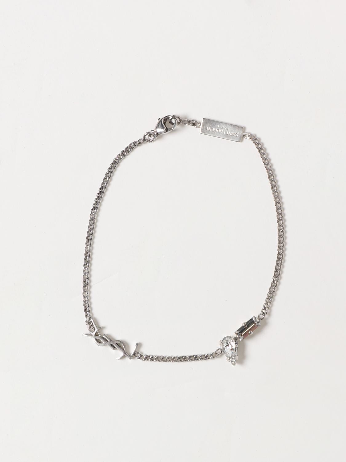 SAINT LAURENT GIOIELLO: Bracciale Saint Laurent in metallo, Argento - Img 1