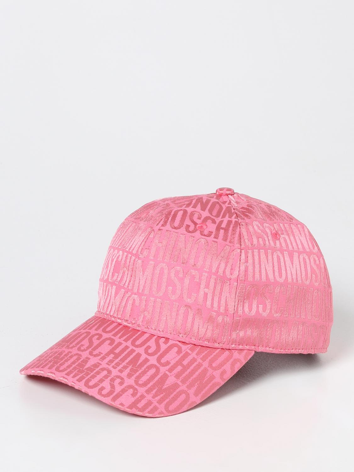 MOSCHINO COUTURE CAPPELLO: Cappello Moschino Couture in misto cotone con logo jacquard , Rosa - Img 1