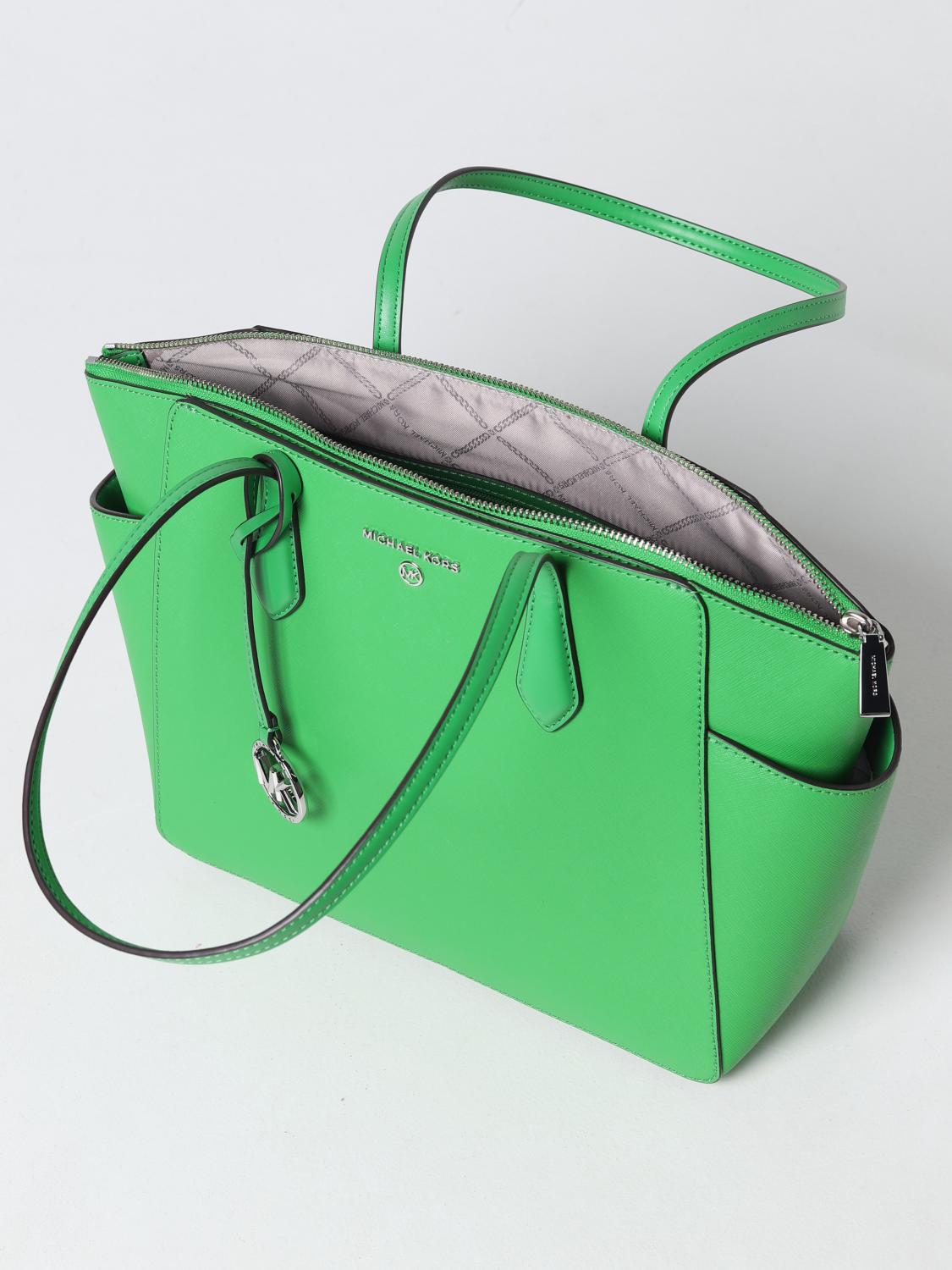 MICHAEL KORS BORSA TOTE: Borsa Marilyn Michael Kors in pelle saffiano, Verde - Img 3