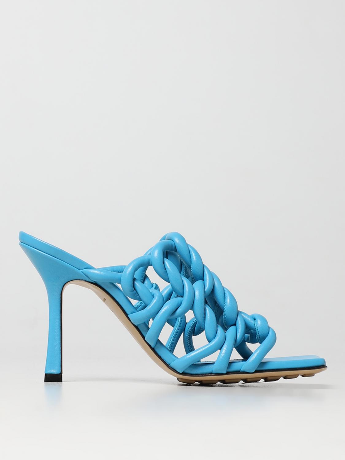 Typing Tutor Bottega Veneta Sandals Blue Heeled Sandals Braided