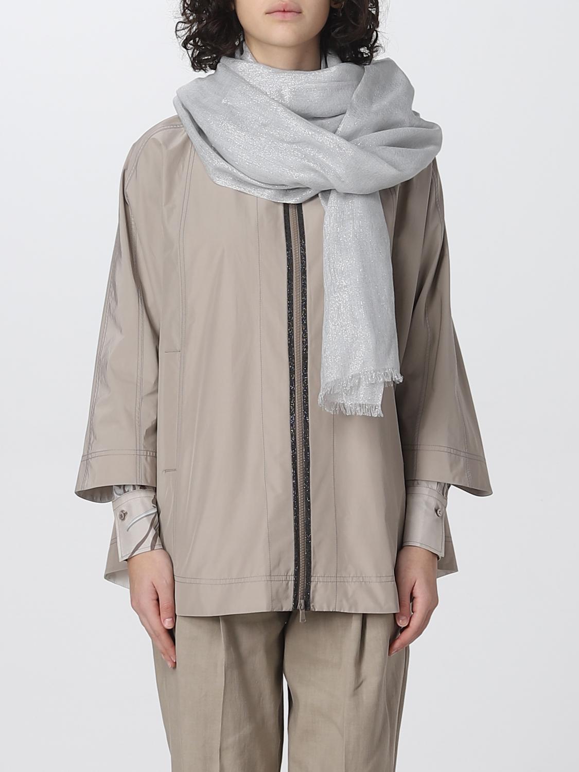 BRUNELLO CUCINELLI SCIARPA: Sciarpa Sparkling Brunello Cucinelli in seta e cashmere, Grigio - Img 2