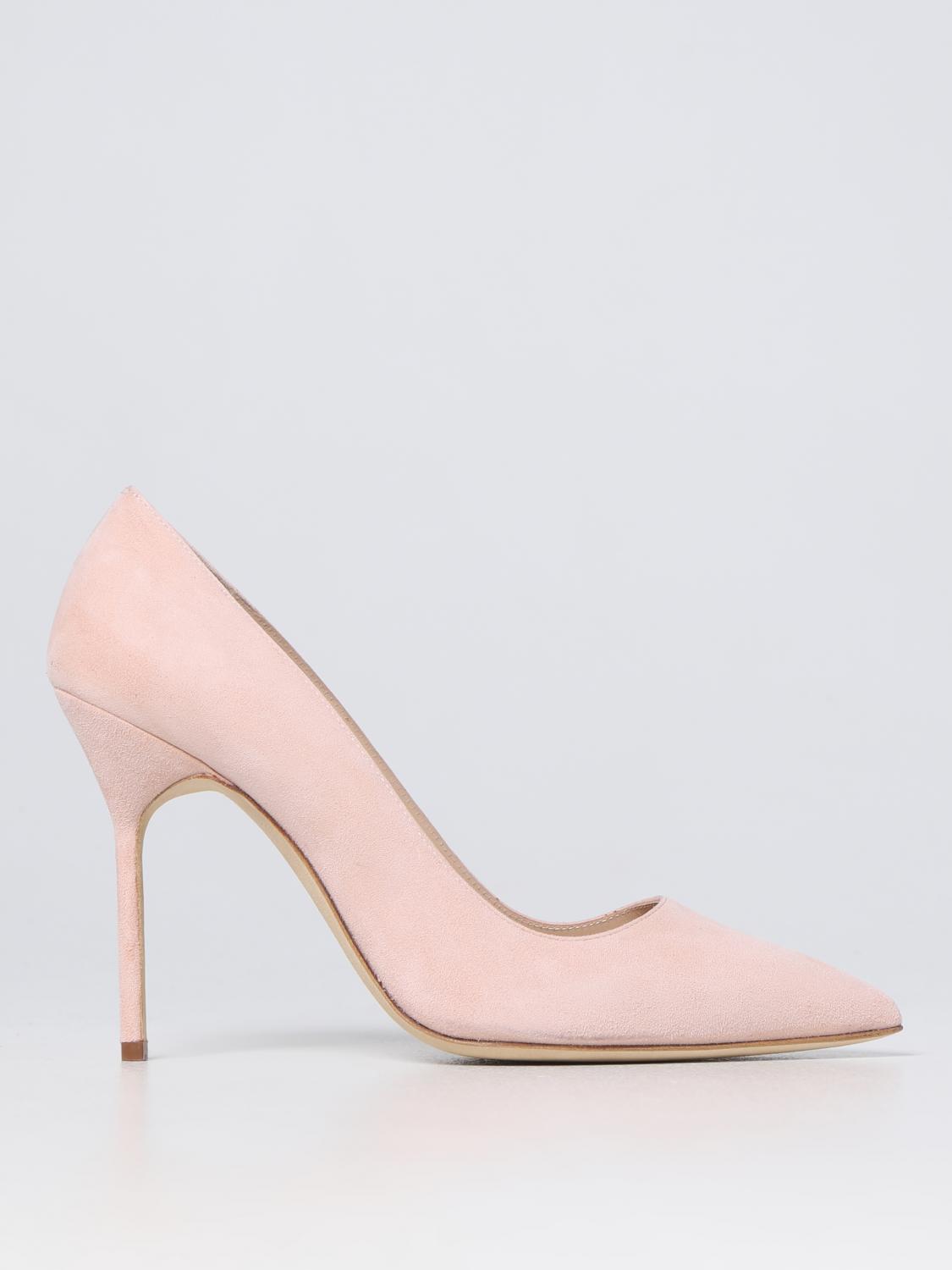Manolo Blahnik décolleté in suede - Blush Pink | 9XX0417 | GIGLIO.COM