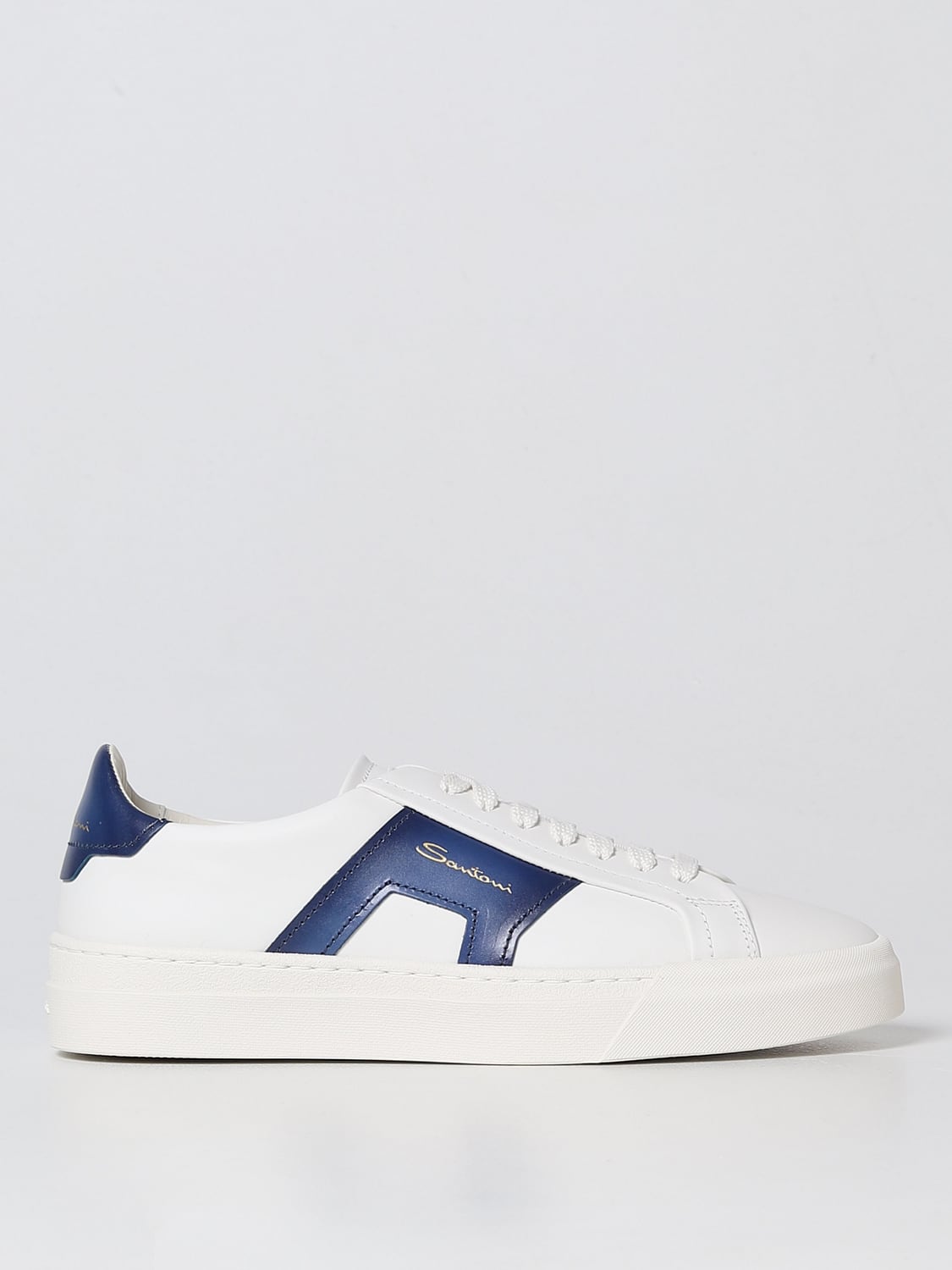 SANTONI SNEAKERS: Sneakers Double Buckle Santoni in pelle, Bianco - Img 1