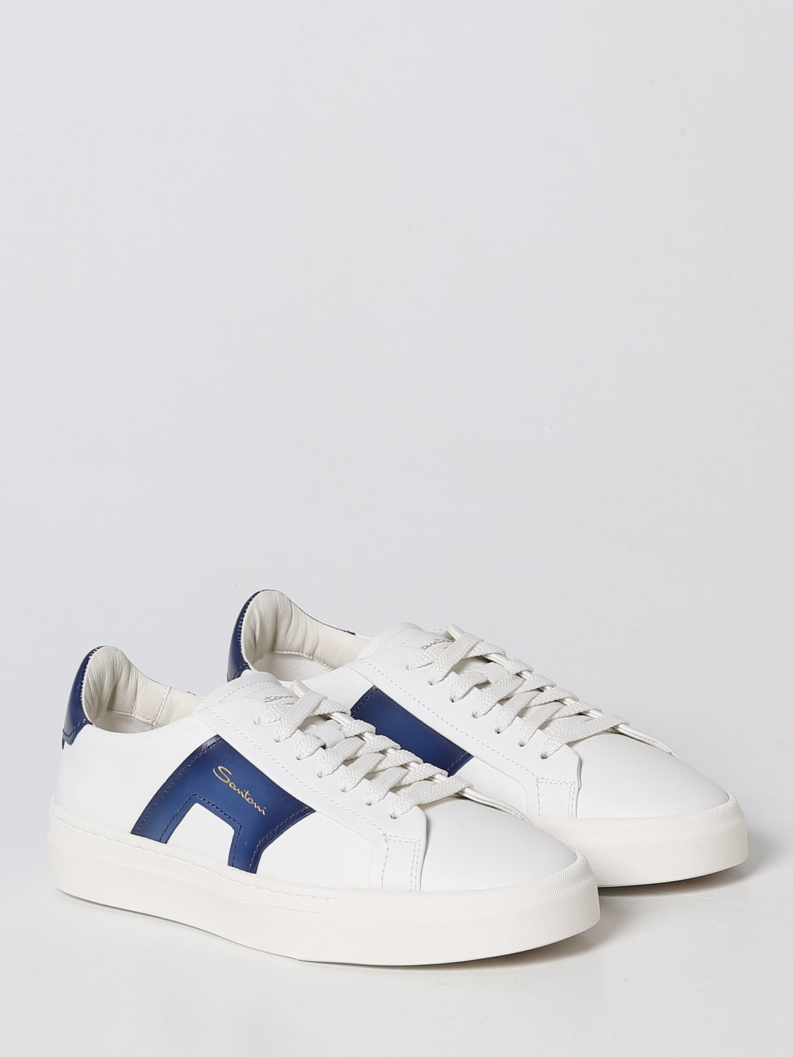 SANTONI SNEAKERS: Sneakers Double Buckle Santoni in pelle, Bianco - Img 2