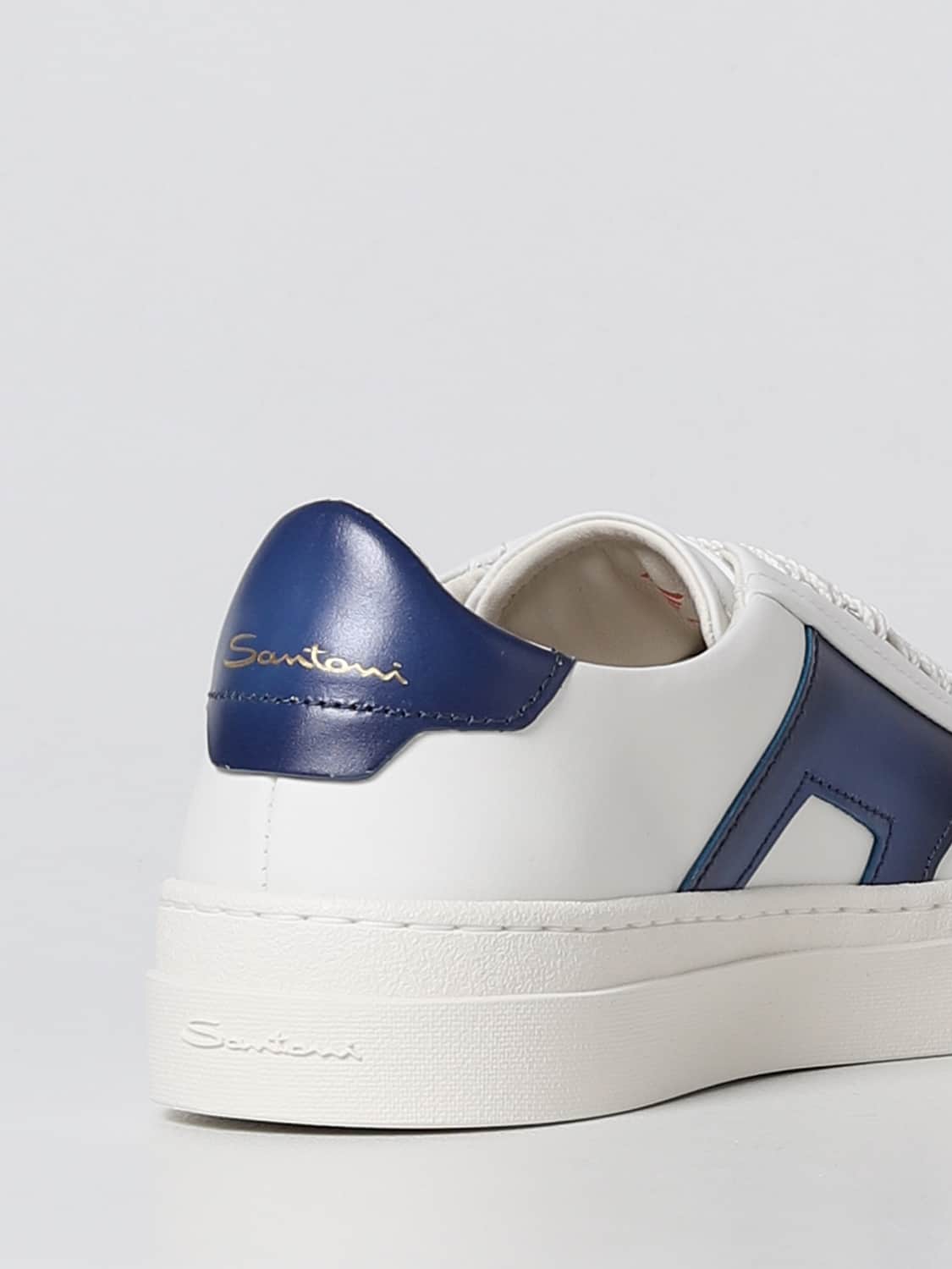 SANTONI SNEAKERS: Sneakers Double Buckle Santoni in pelle, Bianco - Img 3