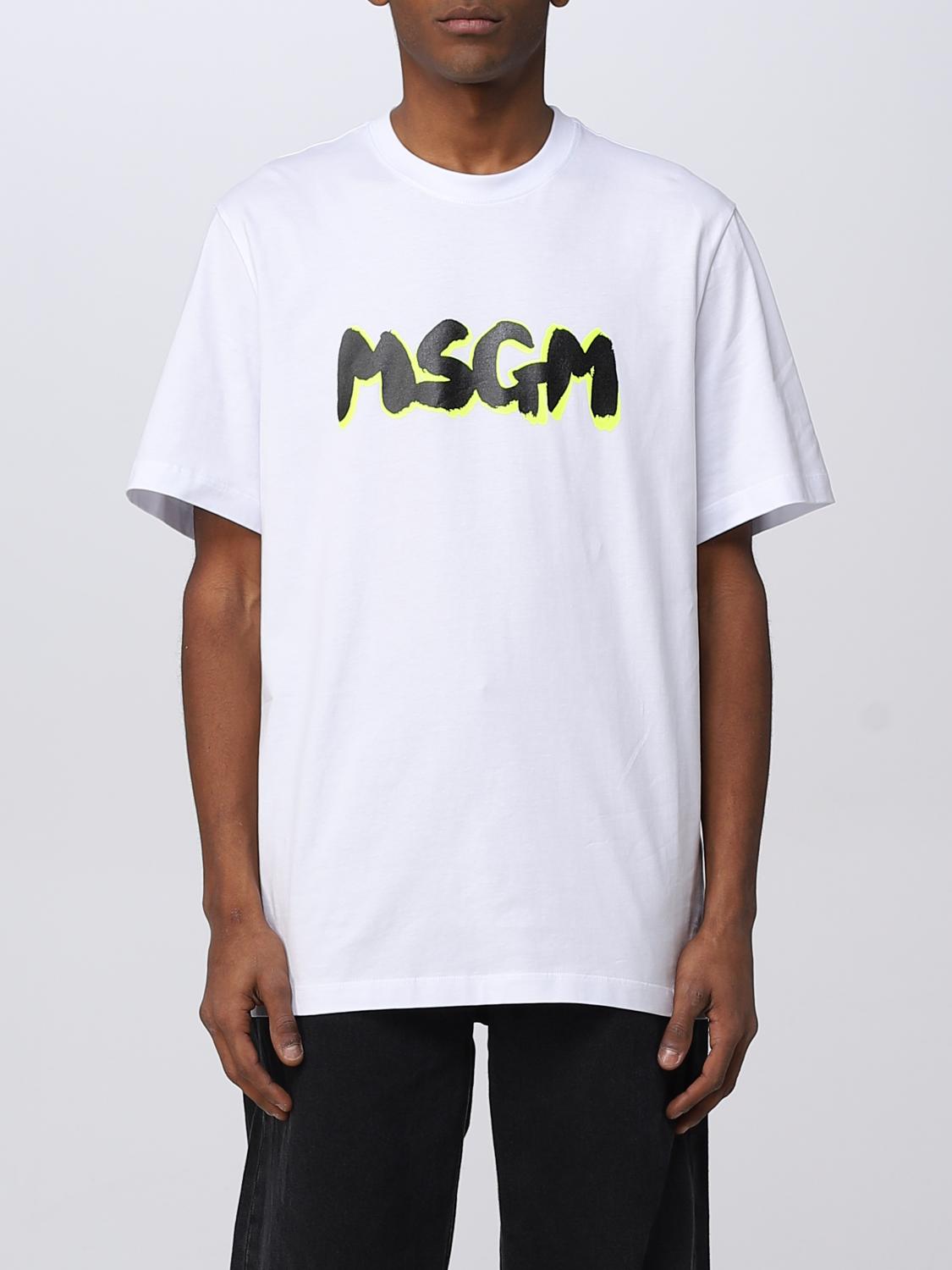 MSGM T-SHIRT: MSGM cotton T-shirt with logo print, White - Img 1