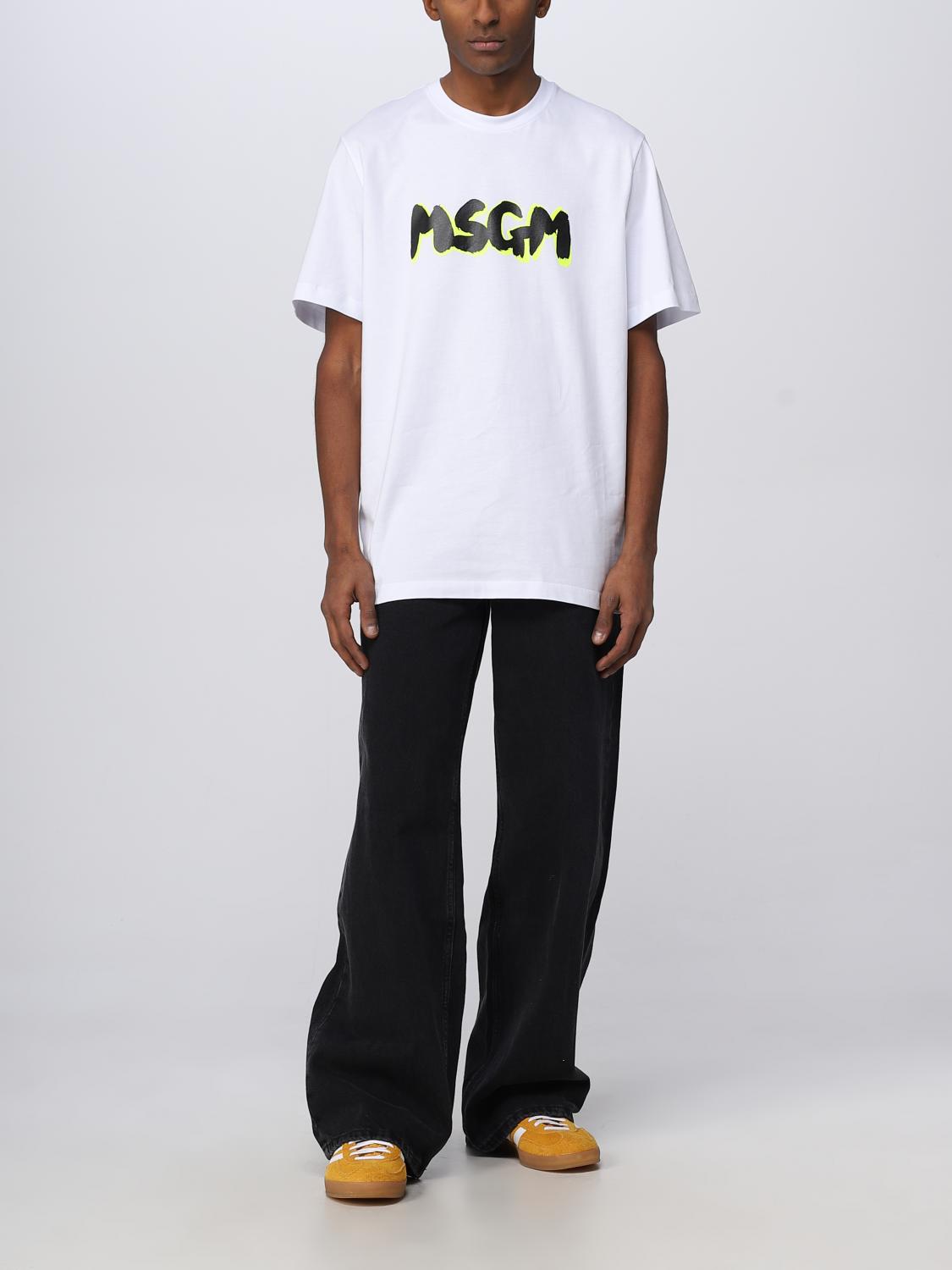 MSGM T-SHIRT: MSGM cotton T-shirt with logo print, White - Img 2