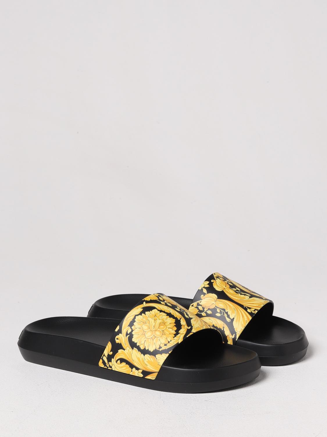 VERSACE SANDALS: Baroque Versace sliders in rubber, Black - Img 2