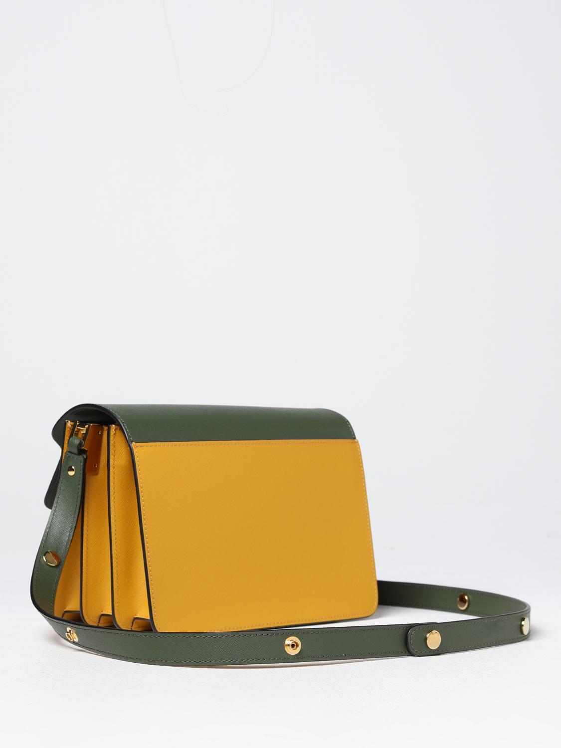 MARNI BORSA A TRACOLLA: Borsa Trunk Marni in pelle saffiano tricolor, Verde - Img 2