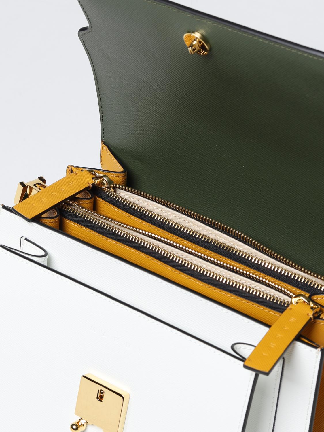 MARNI BORSA A TRACOLLA: Borsa Trunk Marni in pelle saffiano tricolor, Verde - Img 5