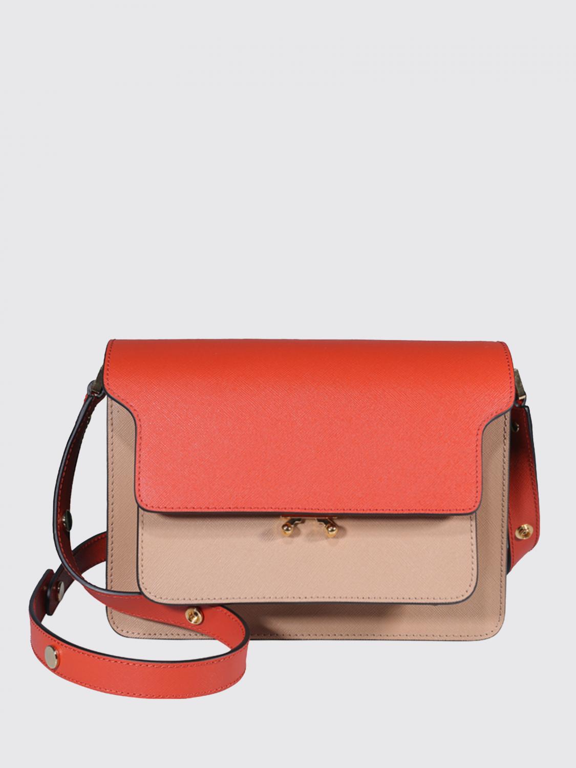 MARNI BORSA A TRACOLLA: Borsa Trunk Marni in pelle saffiano tricolor, Beige - Img 1