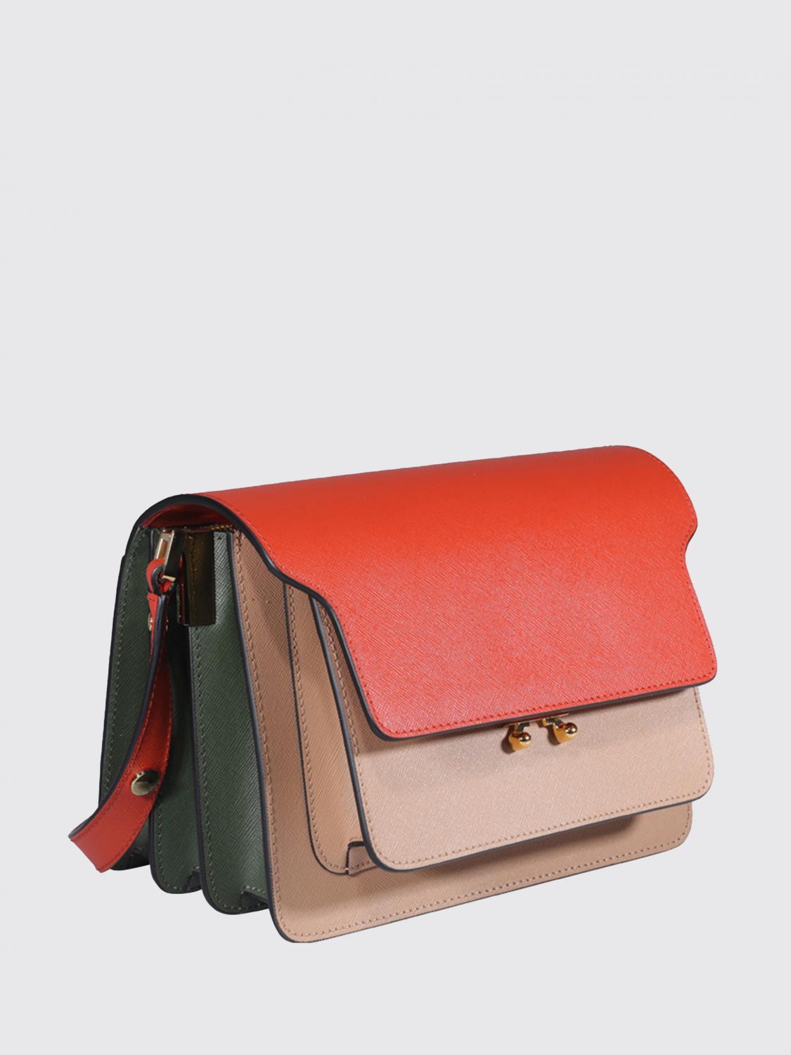 MARNI BORSA A TRACOLLA: Borsa Trunk Marni in pelle saffiano tricolor, Beige - Img 2