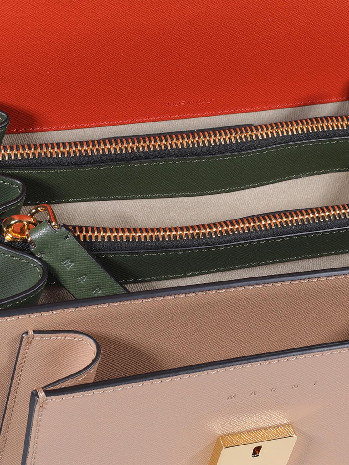 MARNI BORSA A TRACOLLA: Borsa Trunk Marni in pelle saffiano tricolor, Beige - Img 4