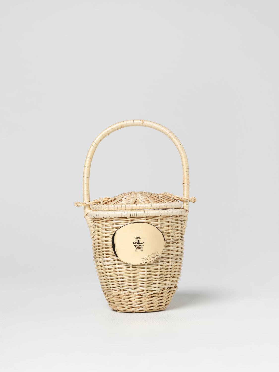 PATOU BORSA MINI: Borsa Patou in vimini, Bianco - Img 1