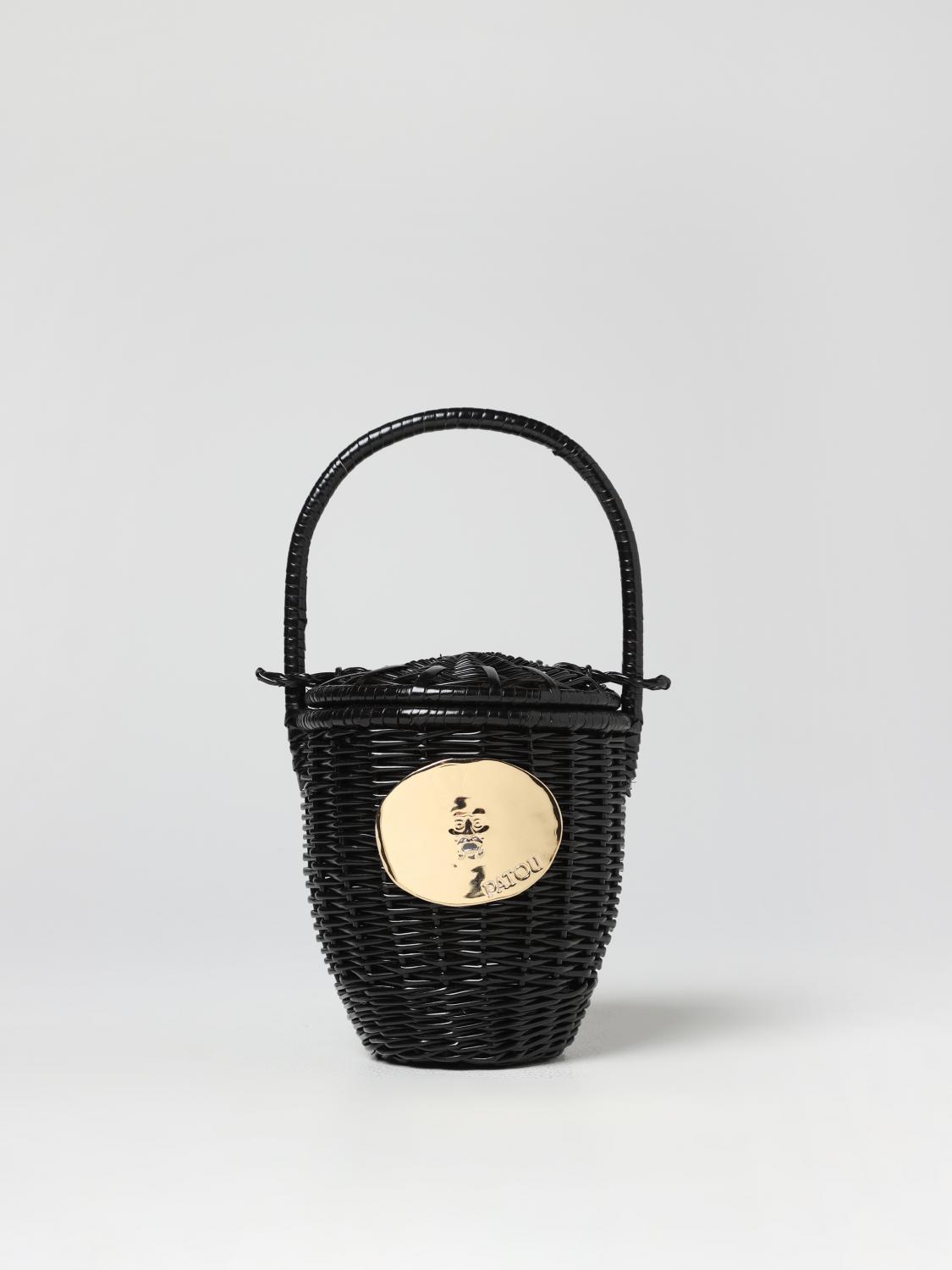 PATOU BORSA MINI: Borsa Patou in vimini, Nero - Img 1