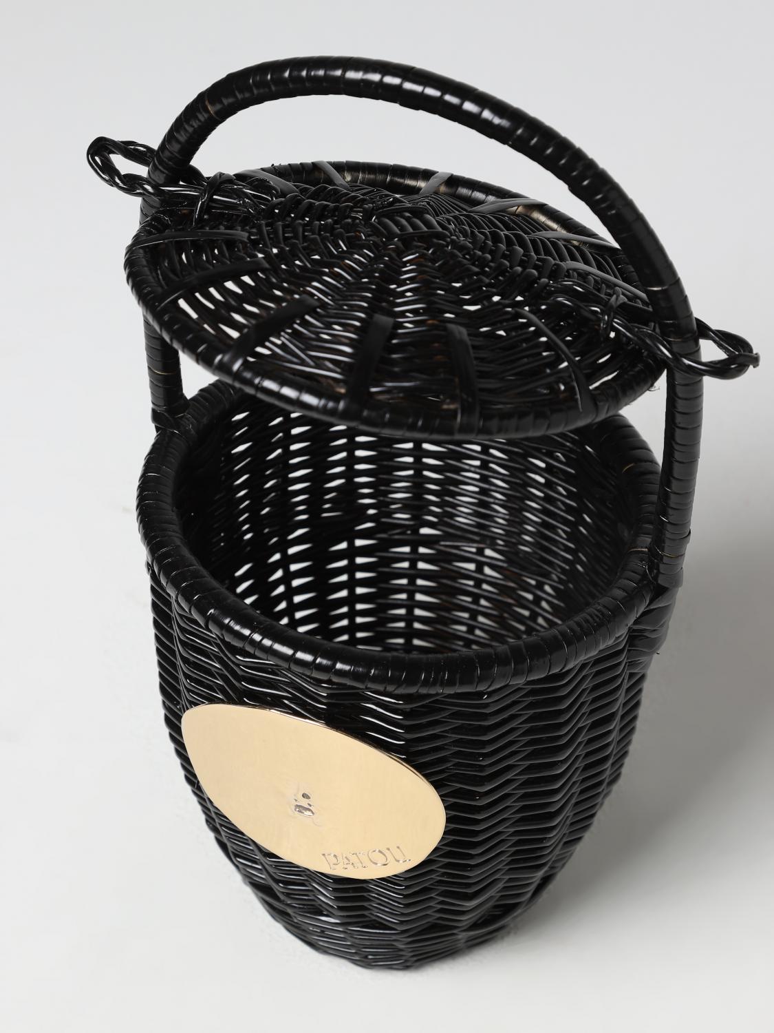 PATOU BORSA MINI: Borsa Patou in vimini, Nero - Img 3